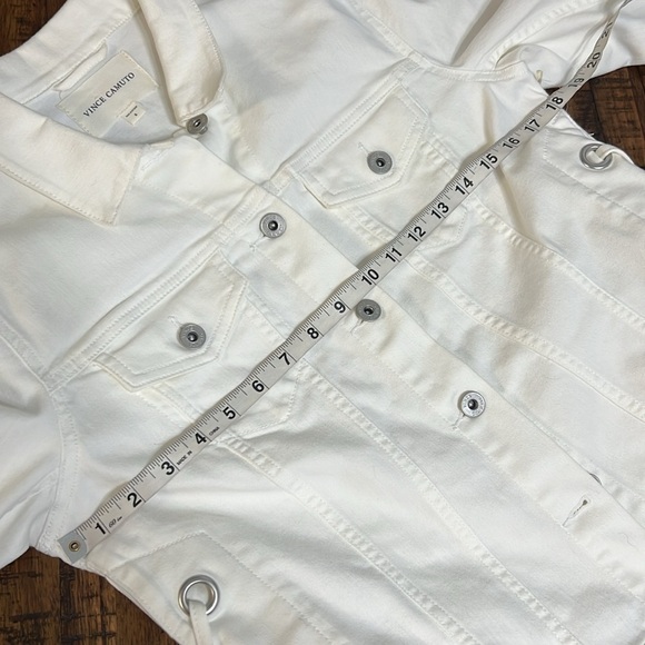 Vince Camuto White Jean Jacket side Lace up Button Front Denim Jacket Small nwt - Picture 10 of 14
